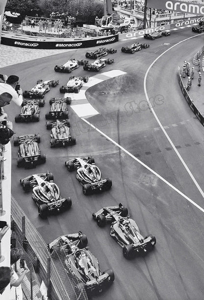 Black and White Vintage Racing Cars